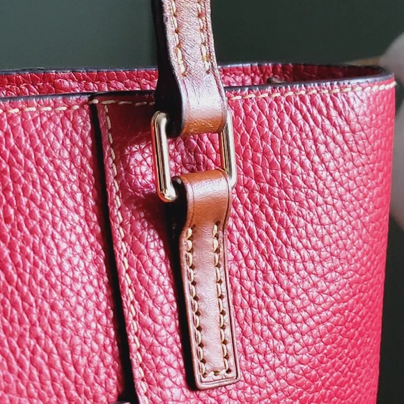 Dooney & Bourke Small Lexington Red Pebble Grain Leather Tote Bag Purse